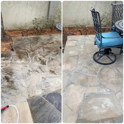 Bixby Pressure washing on stone tile
